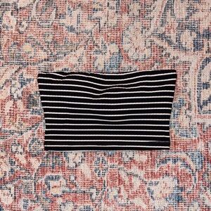 Robin Piccone Sailor Bandeau Bikini Top in Black/White SZ XS NWOT